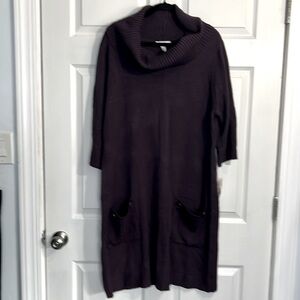 NWT-DressBarn Women’s Cowl Neck Sweater Dress - Size 18/20 - Purple